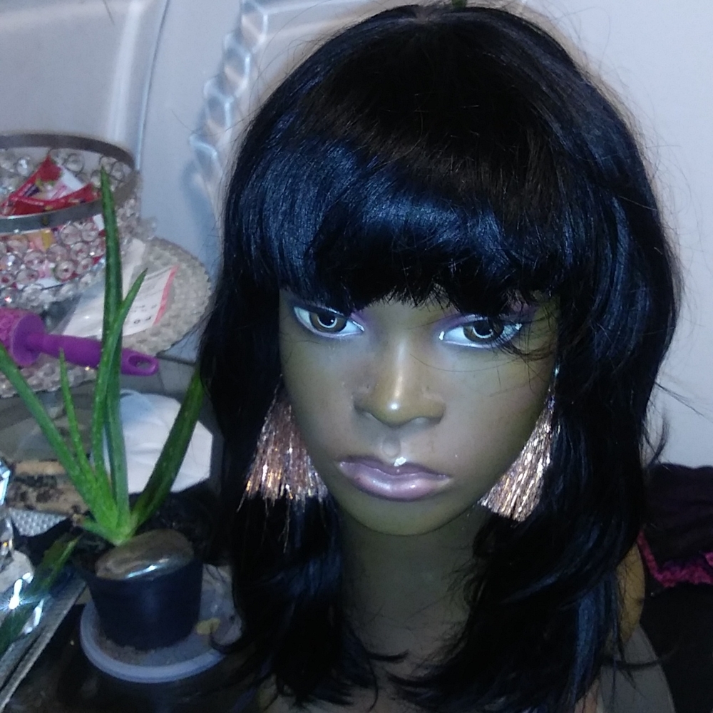 100% human hair full wig with Bang